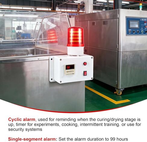 Industrial Cycle Timer Siren Alarm 5-115dB Adjustable, Auto-Repeat Timing Alarm with Flashing Light for Industrial Safety, Facility Reminders, Workshops, Laboratories, (AC110V) in Kuwait