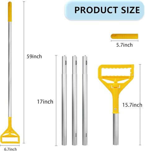 استبدال عصا الممسحة مقاس 59 بوصة، مقبض ممسحة تجاري عالي التحمل تغيير سريع، بالو بارا ترابيدور، حامل بديل لرأس المماسح الرطبة لتنظيف الأرضيات in Kuwait