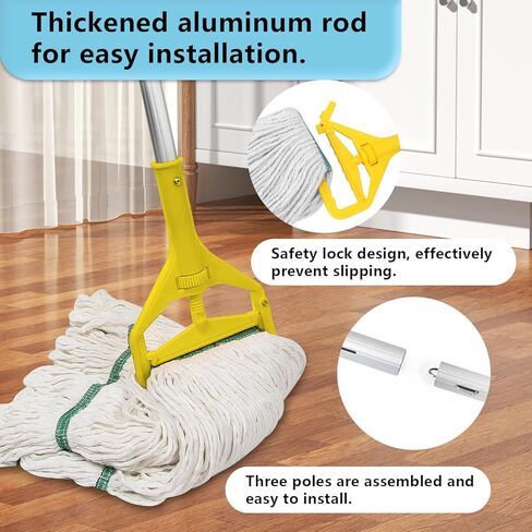 استبدال عصا الممسحة مقاس 59 بوصة، مقبض ممسحة تجاري عالي التحمل تغيير سريع، بالو بارا ترابيدور، حامل بديل لرأس المماسح الرطبة لتنظيف الأرضيات in Kuwait