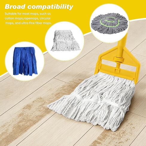 مقبض ممسحة تجارية، استبدال عصا الممسحة الصناعية مقاس 60 بوصة، حامل بديل لرأس المماسح الرطبة شديد التحمل مع قفازات لتنظيف الأرضيات الاحترافية/الصناعية (اللون: أصفر) in Kuwait