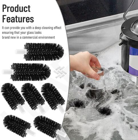 BRS-1722 Glass Washer Replacement Brush Set for Bar Ma-id Glass Washers, Including 5 x Brushes (6 inch) and 2 x Brushes (7.5 inch) Replaces SS-100, SS-101, A-200, A-205 in Kuwait