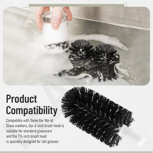 BRS-1722 Glass Washer Replacement Brush Set for Bar Ma-id Glass Washers, Including 5 x Brushes (6 inch) and 2 x Brushes (7.5 inch) Replaces SS-100, SS-101, A-200, A-205 in Kuwait
