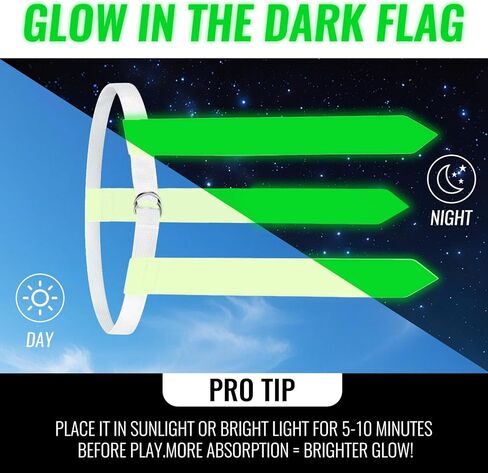 Glow in the Dark Flag Football Belts Set: 4 Adjustable Belts 12 Football Flags, Easy Tear-Away Design, Football Gear for Kid Youth Adult, Perfect for Camping Yard Beach Games, Glow Party Accessories in Kuwait