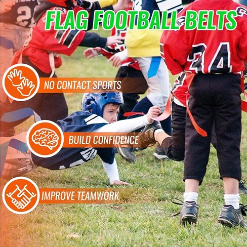 Glow in the Dark Flag Football Belts Set: 4 Adjustable Belts 12 Football Flags, Easy Tear-Away Design, Football Gear for Kid Youth Adult, Perfect for Camping Yard Beach Games, Glow Party Accessories in Kuwait