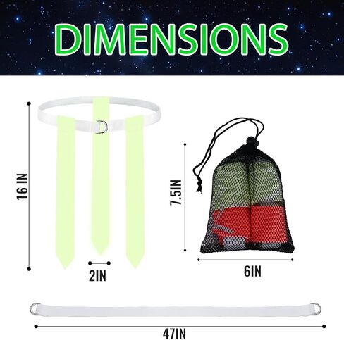 Glow in the Dark Flag Football Belts Set: 4 Adjustable Belts 12 Football Flags, Easy Tear-Away Design, Football Gear for Kid Youth Adult, Perfect for Camping Yard Beach Games, Glow Party Accessories in Kuwait