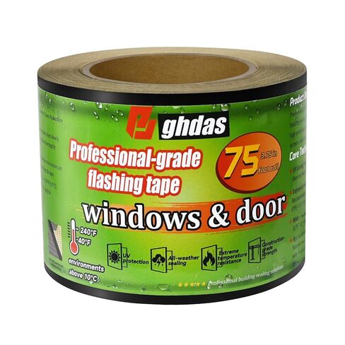 شريط وامض للنوافذ والأبواب، 3.75 بوصة × 75 بوصة، قوة صناعية للنوافذ والأبواب، مقاوم للطقس، مقاوم للأشعة فوق البنفسجية، مقاوم للتمزق، لاصق أكريليك متقدم، أسود in Kuwait