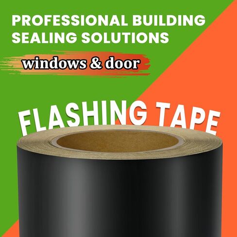 شريط وامض للنوافذ والأبواب، 3.75 بوصة × 75 بوصة، قوة صناعية للنوافذ والأبواب، مقاوم للطقس، مقاوم للأشعة فوق البنفسجية، مقاوم للتمزق، لاصق أكريليك متقدم، أسود in Kuwait