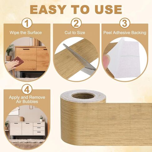 PATIKIL Wood Grain Repair Tape 2" x33', Self Adhesive Realistic Textured Repair Patch Peel and Stick Wood Tape with Scraper for Floor Door Window Furniture Table Birch in Saudi Arabia