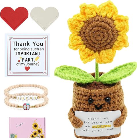 Teacher Appreciation Gift Set - Lucky Emotional Support Sunflower Doll & Keepsakes, Collectible Home & Desk Decor, Thank You Gift for Teachers, Graduation, Last Day of School. in Saudi Arabia