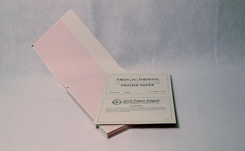 007983 ECG Paper Depot ورق تخطيط القلب 5 عبوات، طية على شكل حرف Z، شبكة حمراء، 8.50 × 11 بوصة in Kuwait