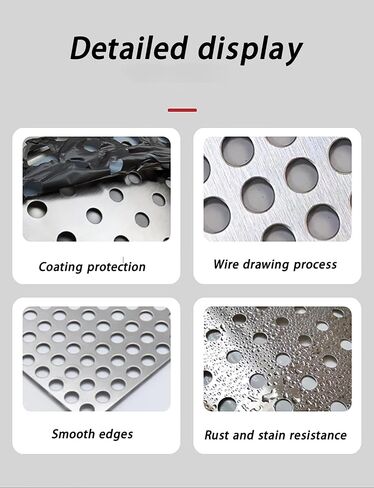 Stainless Steel Perforated Sheet - Round Mesh Ventilation Shield, Anti-Theft Window Balcony Fence Pads, Leakproof Gasket, Durable Punching Plate (45x200cm) in Kuwait