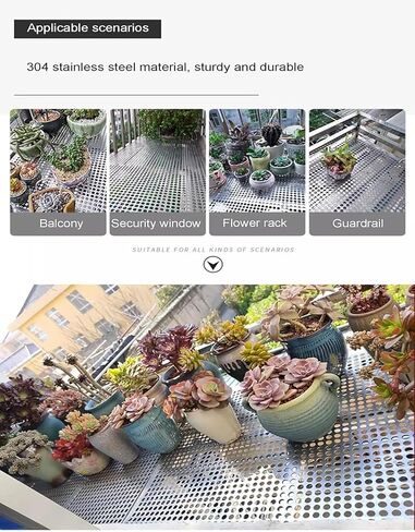 304 Stainless Steel Perforated Plate, 10mm Hole Diameter Decorative Mesh Sheet, Theft Prevention Screen, Durable 25x370cm for Home & Industrial Use in Kuwait