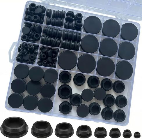125PCS Black Rubber Plugs for Round Holes, 8 Sizes Silicone Plugs for Round Holes 1" 3/4" 5/8" 1/2" 3/8" 5/16" 1/4" 1/5", Rubber Stoppers Plugs Assorted for Furniture, Offices, Kitchens, Automotive in Saudi Arabia