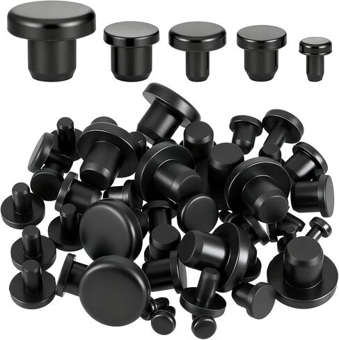 50 PCS Silicone Rubber Hole Plugs 1/8" 3/16" 1/4" 5/16" 3/8" Holes Rubber Bumper Plugs Round Rubbers Stoppers Plug Black Rubber-Plug Kit Assorted Sizes for Round Holes Bottles Tube in Saudi Arabia