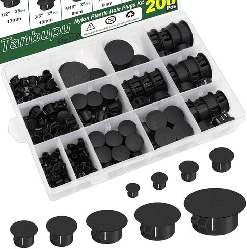 130PCS 8 Sizes Black Rubber Plugs for Round Holes, 1" 3/4" 5/8" 1/2" 3/8" 5/16" 1/4" 1/5", Silicone Plugs Tool Plug Snap Locking for Furniture Car Wiring in Kuwait