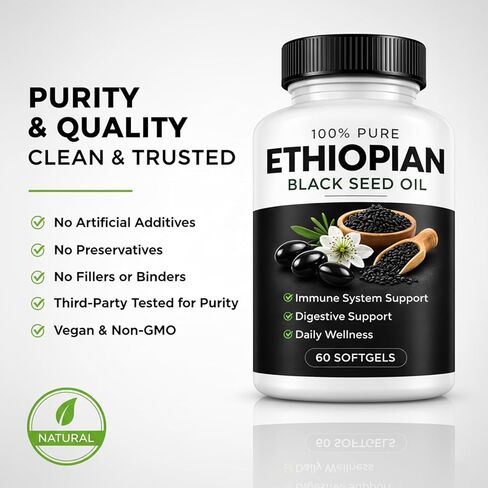 Purely Nutrient Ethiopian Black Seed Oil Capsules – High Thymoquinone Supplement for Immune in Saudi Arabia