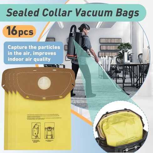 16PCS AH10232 Sealed Collar Vacuum Bags Compatible with Hoover Commercial MPWR 40V Cordless Backpack Vacuum, Leak-Proof Sealed Collar for CH93619, CH93600, Type CB1 Filter Bag in Saudi Arabia