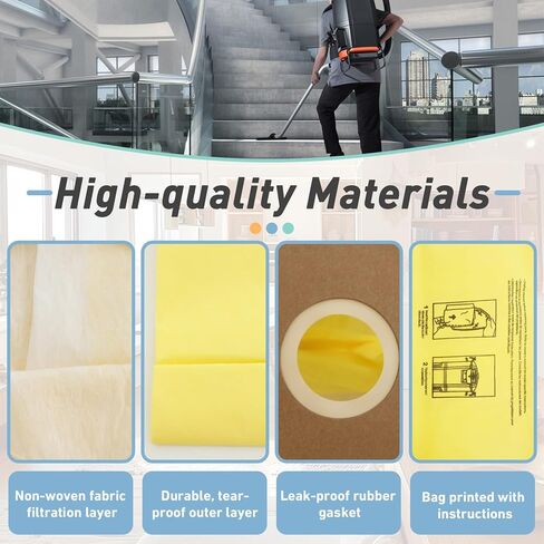16PCS AH10232 Sealed Collar Vacuum Bags Compatible with Hoover Commercial MPWR 40V Cordless Backpack Vacuum, Leak-Proof Sealed Collar for CH93619, CH93600, Type CB1 Filter Bag in Saudi Arabia