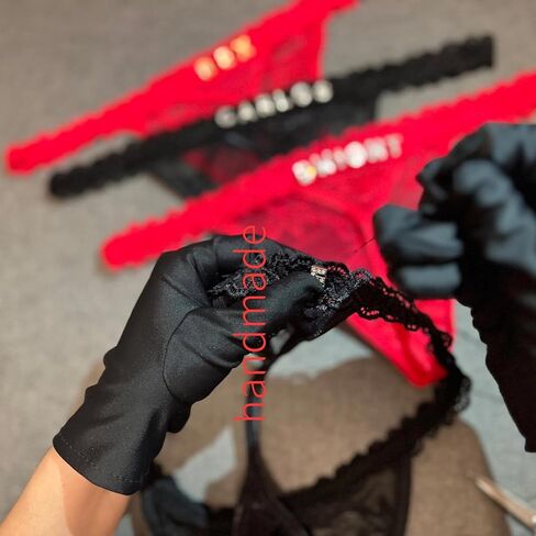 2-Pack Custom Thongs With Name on It, Personalized Name Panties Hand-Sewn Rhinestone Underwear for Women Valentines Day Black in Saudi Arabia