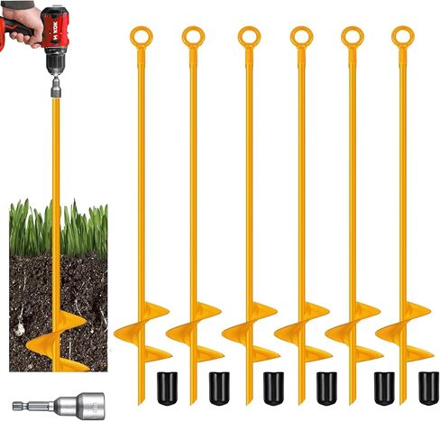 18" Long Ground Anchor Kit 4 Pack Green DOKOLES 18" Ground Anchor Kit 4pcs, 3" Extended Helix Diameter Earth Anchor, Heavy Duty Spiral Earth Anchors Shed Anchor Hook for Camping Tent, Car Ports, Sheds in Saudi Arabia