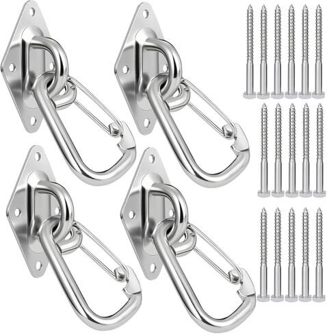 مجموعة خطافات أرجوحة شديدة التحمل مكونة من 4 قطع من الفولاذ المقاوم للصدأ M10 وخطافات سقف للعين وخطاف تثبيت متكامل، خطافات مرساة مقاومة للصدأ للأراجيح، التطبيقات المنزلية الداخلية والخارجية in Kuwait