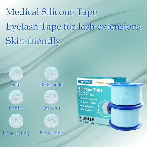 شريط طبي من السيليكون للبشرة الحساسة، مقاس 1 بوصة × 4 ياردات، لفتان باللون الأزرق لا يسبب الحساسية، شريط جراحي سهل الإزالة وقابل لإعادة الوضع للإسعافات الأولية والعناية بالجروح وصديق للبشرة in Kuwait