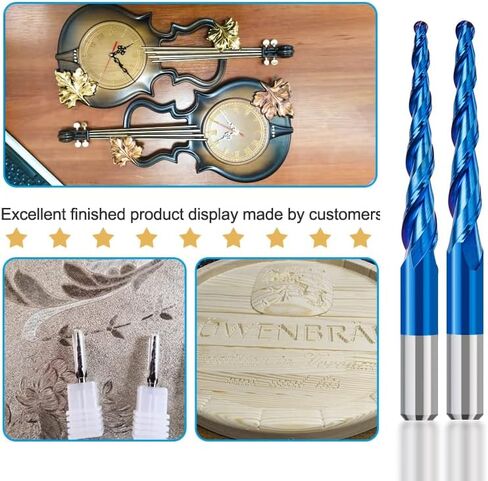 4pcs 2-Flute Tapered Ball Nose Spiral End Mill R0.25-1.0 Carbide Milling Cutter CNC Router Bit Wood Cutters Milling Tools 2D and 3D Engraving Carving Woodworking Bits in Kuwait