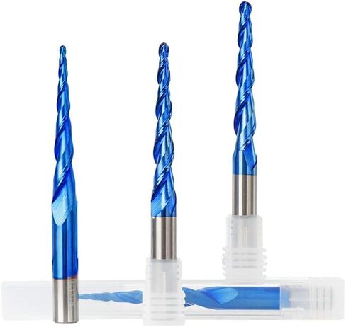 Tapered End Mill CNC Carving Bits R0.25-R2.0 Spiral Router Bit 2 Flute Carbide Milling Cutter for Wood/Alloy Steels/Hardened Steels(R1.5x30.5xD6x75) in Saudi Arabia