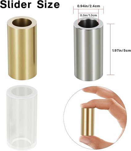 EASTROCK Small Guitar Slides Set,Includes Glass/Stainless Steel/Brass Slides,4 Thumb/Finger Picks, 6 Celluloid Picks,Capo，Organizer Box，Suitable for Acoustic/Electric Guitar,Bass. in Kuwait