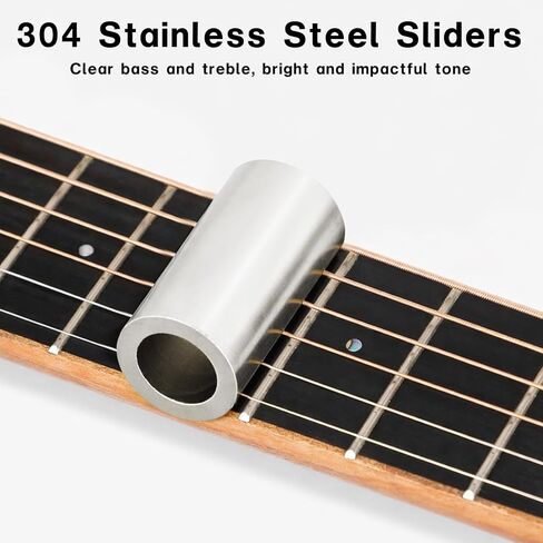 EASTROCK Small Guitar Slides Set,Includes Glass/Stainless Steel/Brass Slides,4 Thumb/Finger Picks, 6 Celluloid Picks,Capo，Organizer Box，Suitable for Acoustic/Electric Guitar,Bass. in Kuwait