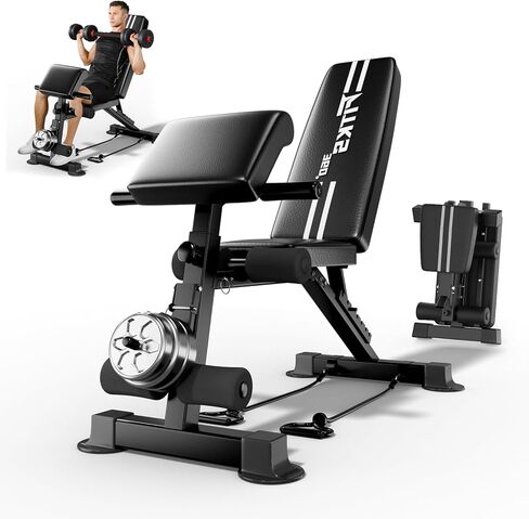 مقعد وزن قابل للتعديل 3 في 1 مع تمديد الساق وتجعيد الواعظ، مقعد قابل للطي شديد التحمل بوزن 700 رطل لتمرين الجسم بالكامل، مقعد تدريب محمول بدون تركيب/انحدار/مسطح لصالة الألعاب الرياضية المنزلية in Kuwait