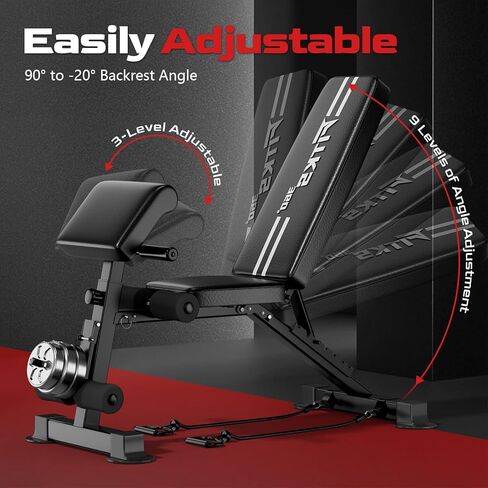 مقعد وزن قابل للتعديل 3 في 1 مع تمديد الساق وتجعيد الواعظ، مقعد قابل للطي شديد التحمل بوزن 700 رطل لتمرين الجسم بالكامل، مقعد تدريب محمول بدون تركيب/انحدار/مسطح لصالة الألعاب الرياضية المنزلية in Kuwait