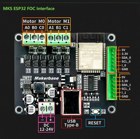 FOC Driver Controller SimpleFOC Shield bldc brushless Motor Engine Board MKS ESP32 FOC Servo Drive Robot Dog DIY Parts in Kuwait