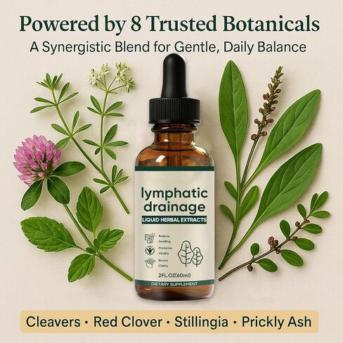 قطرات التصريف اللمفاوي - دعم توازن السوائل العشبية ودعم الصحة العامة، تركيبة سائلة يومية لطيفة مع مكونات طبيعية، نباتية وغير معدلة وراثيًا، 2 أونصة سائلة (2) in Kuwait