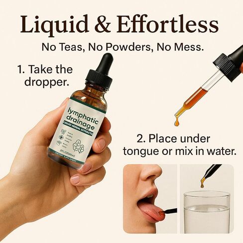 قطرات التصريف اللمفاوي - دعم توازن السوائل العشبية ودعم الصحة العامة، تركيبة سائلة يومية لطيفة مع مكونات طبيعية، نباتية وغير معدلة وراثيًا، 2 أونصة سائلة (2) in Kuwait