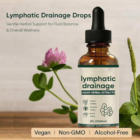 قطرات التصريف اللمفاوي - دعم توازن السوائل العشبية ودعم الصحة العامة، تركيبة سائلة يومية لطيفة مع مكونات طبيعية، نباتية وغير معدلة وراثيًا، 2 أونصة سائلة (2) in Kuwait