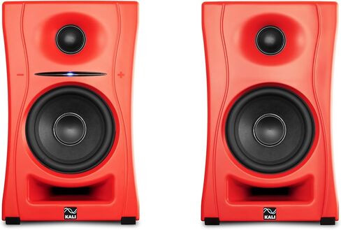 نظام شاشة KALI AUDIO LP-UNF-R مقاس 4 بوصات يعمل بتقنية Ultra Nearfield مع بلوتوث - إعدادات EQ لتعويض الحدود - للمزج والتسجيل وإنتاج الصوت - USB-C، TRS، مدخلات RCA باللون الأحمر (زوج) in Kuwait