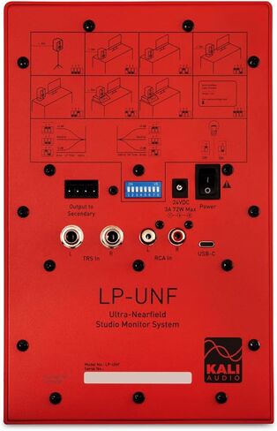 نظام شاشة KALI AUDIO LP-UNF-R مقاس 4 بوصات يعمل بتقنية Ultra Nearfield مع بلوتوث - إعدادات EQ لتعويض الحدود - للمزج والتسجيل وإنتاج الصوت - USB-C، TRS، مدخلات RCA باللون الأحمر (زوج) in Kuwait