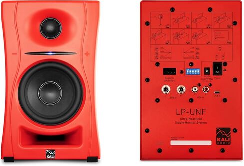 نظام شاشة KALI AUDIO LP-UNF-R مقاس 4 بوصات يعمل بتقنية Ultra Nearfield مع بلوتوث - إعدادات EQ لتعويض الحدود - للمزج والتسجيل وإنتاج الصوت - USB-C، TRS، مدخلات RCA باللون الأحمر (زوج) in Kuwait