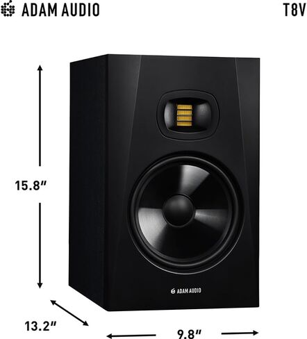 حزمة شاشة استوديو ADAM Audio AMS-T8V T8V مقاس 8 بوصات باللون الأسود مع كابل OnStage بطول 25 قدمًا XLR 2 حزمة in Kuwait