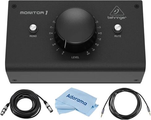 Behringer MONITOR1 Premium Passive Stereo Monitor and Volume Controller - Bundle With 10' 8mm XLR Microphone Cable, 6' Cable with 3.5mm TRS to 3.5mm TRS Connector, Microfiber Cloth in Saudi Arabia