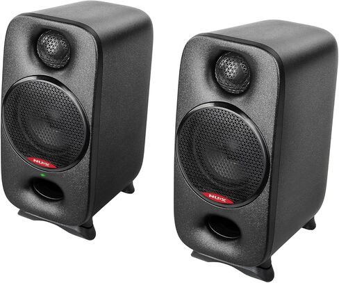 NUX AXON 3 Studio Reference Monitor، مقبس تركيب 3/8 بوصة، موصل 4 سنون، DSP متقدم، إدخال/إخراج صوت مرن، طاقة ثنائية أمبير 90 وات مع مكبرات صوت 3 بوصة، وسادات قدم مغناطيسية، تطبيق EQ للتصحيح الصوتي in Saudi Arabia