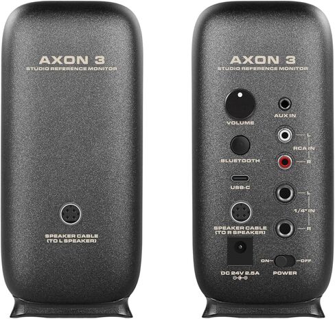 NUX AXON 3 Studio Reference Monitor، مقبس تركيب 3/8 بوصة، موصل 4 سنون، DSP متقدم، إدخال/إخراج صوت مرن، طاقة ثنائية أمبير 90 وات مع مكبرات صوت 3 بوصة، وسادات قدم مغناطيسية، تطبيق EQ للتصحيح الصوتي in Saudi Arabia