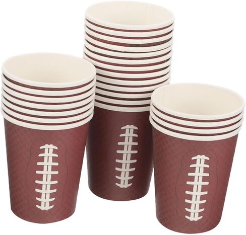 48pcs Rugby Paper Cups Disposable Drinking Cups Brown Color Sports Party for Game Day Tailgating Birthday Celebrations in Saudi Arabia