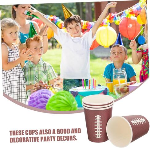 48pcs Rugby Paper Cups Disposable Drinking Cups Brown Color Sports Party for Game Day Tailgating Birthday Celebrations in Saudi Arabia