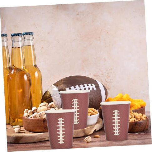 48pcs Rugby Paper Cups Disposable Drinking Cups Brown Color Sports Party for Game Day Tailgating Birthday Celebrations in Saudi Arabia