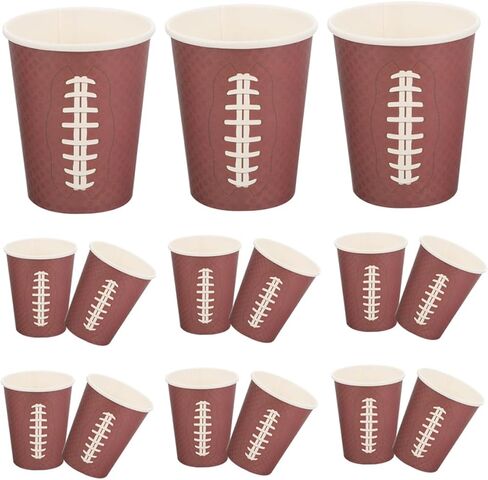 Veemoon 48pcs Rugby Pattern Thicken Paper Cups Disposable Party Water Cups for Sports Events Tailgating Birthday Celebrations in Saudi Arabia