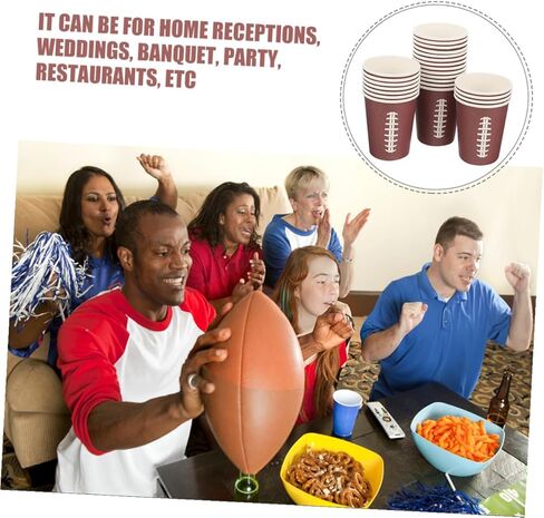 Veemoon 48pcs Rugby Pattern Thicken Paper Cups Disposable Party Water Cups for Sports Events Tailgating Birthday Celebrations in Saudi Arabia