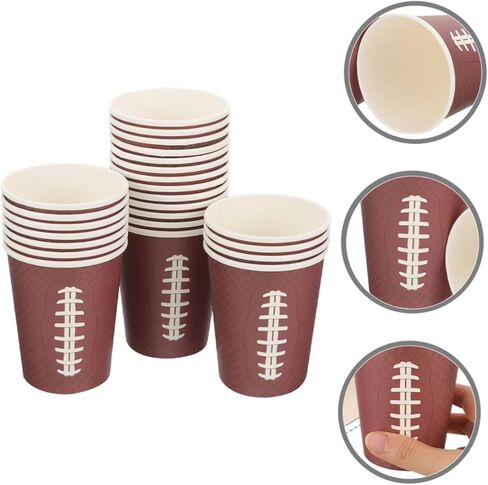 48pcs Rugby Paper Drinking Cups Thickened Brown Paper Cups for Game Day Tailgating Birthday Football Events in Saudi Arabia