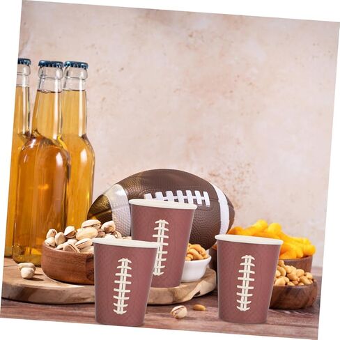 48pcs Rugby Paper Drinking Cups Thickened Brown Paper Cups for Game Day Tailgating Birthday Football Events in Saudi Arabia